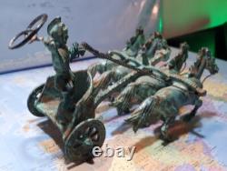 Char Romain Art Déco Bronze patiné vert Prototype d'atelier rare (1920-1940)
