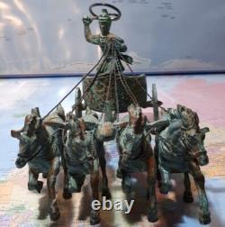 Char Romain Art Déco Bronze patiné vert Prototype d'atelier rare (1920-1940)
