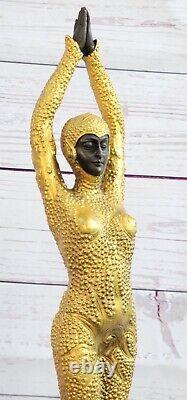 Chiparus Solide Bronze Sculpture. Abstrait Art Déco Nouveau Figurine Domestique