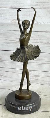 Classique Ballerine Fille Ballet Danseuse Signée Bronze Sculpture Art Déco