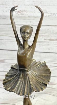 Classique Ballerine Fille Ballet Danseuse Signée Bronze Sculpture Art Déco
