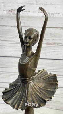 Classique Ballerine Fille Ballet Danseuse Signée Bronze Sculpture Art Déco