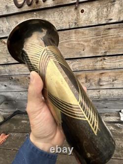 Claudius Linossier Vase Bronze Dinanderie Ancien Art Deco Moderniste Dunand