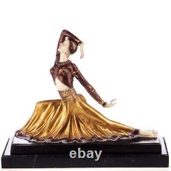 Coloured Art Deco bronze figure dancer signed by Artiste Demetre Chiparus