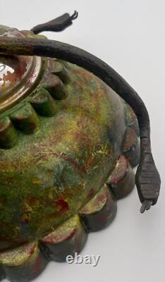 Coupe Verre Epais/ Argent/ Monture Bronze 3 Serpents Entrelaces/ Art Deco
