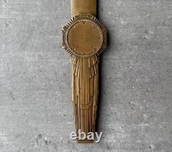 Coupe-papier en bronze Art Déco 1930 patine chocolatée femme et enfant M3950