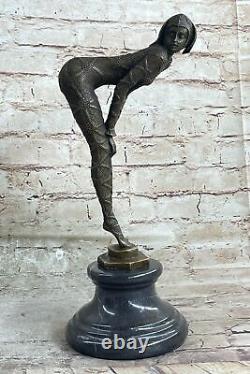 D. H. Bronze Art Déco Statue Égyptien Danseuse Sculpture Marbre Ouvre