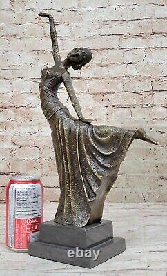 D H Chiparus Bronze Statue Art Déco Égyptien Danseuse Sculpture Signée Ouvre