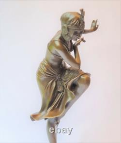 DANSEUSE FEMME HINDU ART DÉCO FIGURE DE BRONZE H39,3 cm