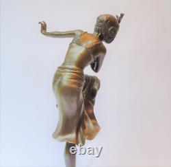DANSEUSE FEMME HINDU ART DÉCO FIGURE DE BRONZE H39,3 cm