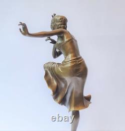 DANSEUSE FEMME HINDU ART DÉCO FIGURE DE BRONZE H39,3 cm