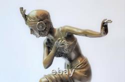 DANSEUSE FEMME HINDU ART DÉCO FIGURE DE BRONZE H39,3 cm