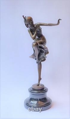 DANSEUSE FEMME HINDU ART DÉCO FIGURE DE BRONZE H39,3 cm