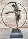Danseuse Avec Frappant Pose Bronze Sculpture Art Déco Nouveau'lost' Cire
