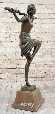 Domestique Bureau Décor Art Déco Danseuse De Thyrsus Bronze Figurine Pierre