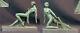 E 1920 Superbe Paire Statues Sculpture Bronze Signée Limousin Art Nouveau Déco