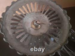 ELEGANTE LAMPE ART DECO MODERNISTE 1930 SKYSCRAPER BUILDING BRONZE et OPALINE