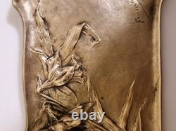 Ecole de Nancy / art nouveau Fromont coupelle en bronze aux ancolies 1900