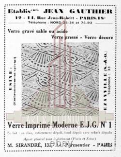 Ejg & Bev Lanterne Art Déco En Bronze Nickelé Et Verre Pressé Emaillé 1930