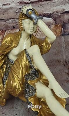 Élégant Bronze Art Déco Femelle Danseuse Sculpture Classique Domestique & Bureau