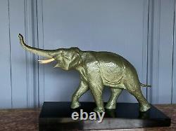 Elephant Irenee Felix Rene Rochard Art Deco Bronze Patine Verte M813