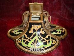 Encrier Fleur Iris Style Art Deco Style Art Nouveau Porcelaine Ceramique