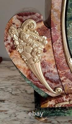 Exceptionnelle et rare pendule art déco bronze doré marbre rouge Persan