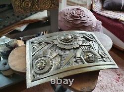 Exceptionnelle plaque d'ornement décoration bronze art déco signée