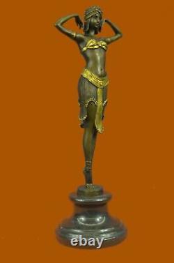 Exotique Danseuse en Bronze Statue Or Patine Fonte Classique Art Déco Style