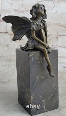 Fabuleux Good Fairy Bronze Fonte Métal Art Déco Statue / 9 Grand Figurine Nr