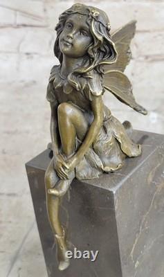 Fabuleux Good Fairy Bronze Fonte Métal Art Déco Statue / 9 Grand Figurine Nr