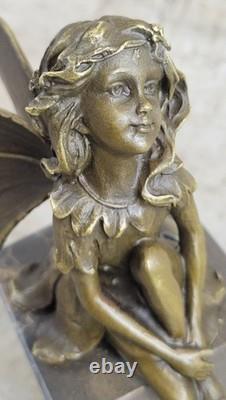 Fabuleux Good Fairy Bronze Fonte Métal Art Déco Statue / 9 Grand Figurine Nr