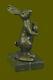 Fait à La Main Milo Lapin W. Panier De Candy Bronze Art Déco Sculpture Figurine