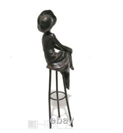 Figurine En Bronze Chiparus Art Déco Dame Sur Tabouret 29Cm 960Gr