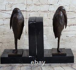 Fin Paire De Dali Bronze Autrichien Serre-Livres Oiseau Art Déco Sculpture Solde
