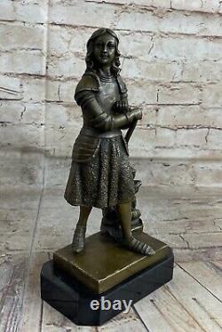 Fonte Bronze Buste Sculpture de Saint Joan De Arc Romain Catholique Art Déco
