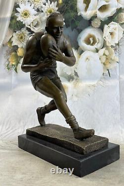 Football Rugby Lecteur Art Déco Bronze Trophée Statue Sculpture Livre Figurine