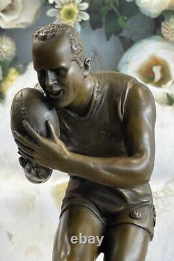 Football Rugby Lecteur Art Déco Bronze Trophée Statue Sculpture Livre Figurine