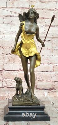 Français Art Déco Bronze Sculpture De Diana The Huntress Signé Aldo Vitaleh Gift