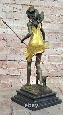 Français Art Déco Bronze Sculpture De Diana The Huntress Signé Aldo Vitaleh Gift