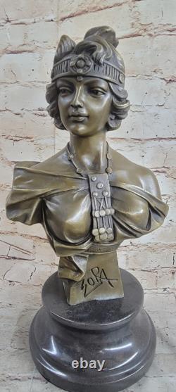 Français Bronze M Buste De Un Beau Femme Par Villanis Fonte Art Déco Nr