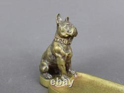 French Art Deco bulldog bronze sculpture, Old 1920s car mascot, By artist DREUX