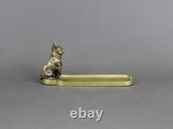 French Art Deco bulldog bronze sculpture, Old 1920s car mascot, By artist DREUX