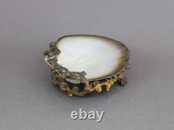 French Art Deco shell mounted on bronze, Antique 1920s, Sculptural trinket bowl