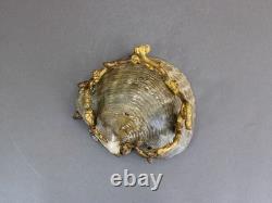 French Art Deco shell mounted on bronze, Antique 1920s, Sculptural trinket bowl