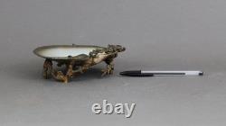 French Art Deco shell mounted on bronze, Antique 1920s, Sculptural trinket bowl
