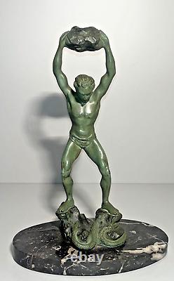 Ganu Gantcheff, Homme Et Serpent, Bronze, Art Déco