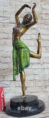 Grand Dimitri Chiparus Danseuse Art Déco Bronze Sculpture Marbre Base Art