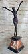 Grand Dimitri Chiparus Danseuse Art Déco Bronze Sculpture Marbre Chair Figurine