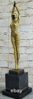 Grand Dimitri Chiparus Danseuse Art Déco Bronze Sculpture Marbre Figurine Base